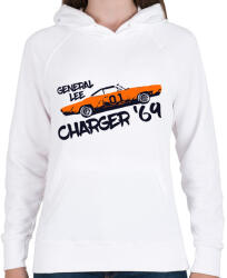 printfashion Dodge Charger '69 - General Lee - Női kapucnis pulóver - Fehér (7592329)
