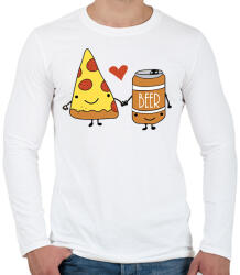 printfashion Pizza és sör - Férfi hosszú ujjú póló - Fehér (13142552)