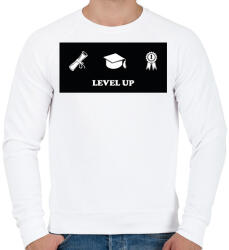 printfashion Level up - Diplomás minta - Férfi pulóver - Fehér (6341802)