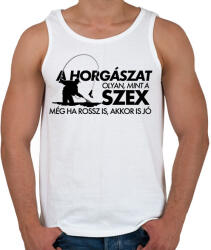 printfashion A horgászat olyan, mint a szex - Férfi atléta - Fehér (2692751)