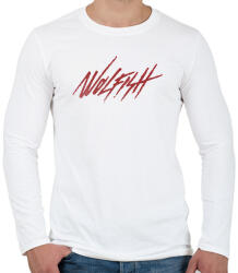 printfashion Wolfish - Férfi hosszú ujjú póló - Fehér (242727)