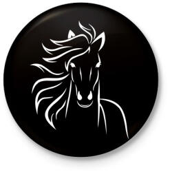 printfashion Ló minta - Kitűző, hűtőmágnes - Fekete (5044919)