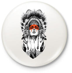 printfashion indián fej - Kitűző, hűtőmágnes - Fehér (15827049)