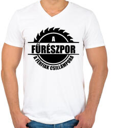 printfashion A fűrészpor - Férfi V-nyakú póló - Fehér (9898803)