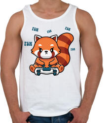 printfashion Gamer vörös panda - Férfi atléta - Fehér (13328205)