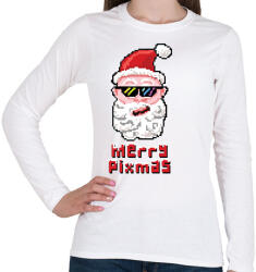 printfashion Merry Pixmas Karácsonyi ajándék - Női hosszú ujjú póló - Fehér (10900121)