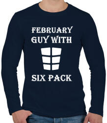 printfashion Februárban született kockás hasú - Férfi hosszú ujjú póló - Sötétkék (1372717)