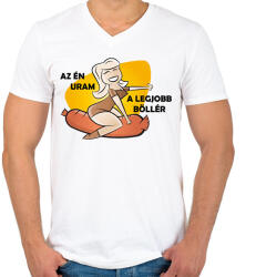 printfashion Az én uram - Férfi V-nyakú póló - Fehér (2149044)