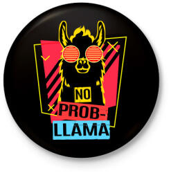 printfashion No prob-llama - Kitűző, hűtőmágnes - Fekete (3096254)