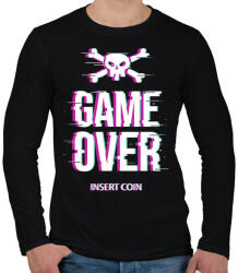 printfashion Game Over - Insert coin - Férfi hosszú ujjú póló - Fekete (5700955)