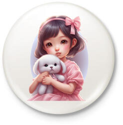 printfashion Kislány - Kitűző, hűtőmágnes - Fehér (14684563)