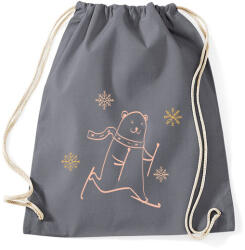 printfashion Karácsonyi síelő maci - Sportzsák, Tornazsák - Grafitszürke (5685084)