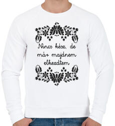 printfashion Nincs kész, de már majdnem elkezdtem - Férfi pulóver - Fehér (16382479)