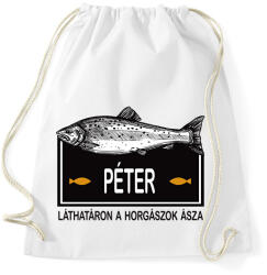 printfashion Lárhatáron a horgászok ásza - Névvel - Sportzsák, Tornazsák - Fehér (6285968)