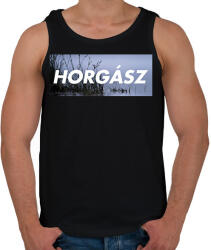 printfashion Horgász logó - Férfi atléta - Fekete (1619607)