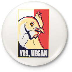 printfashion Yes vegan - vegán vagyok - Kitűző, hűtőmágnes - Fehér (5486594)