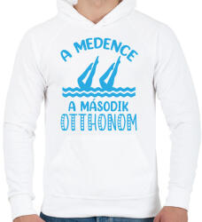 printfashion Második otthon - Férfi kapucnis pulóver - Fehér (15907272)