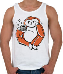 printfashion Lajhár kávéval - Férfi atléta - Fehér (13090128)