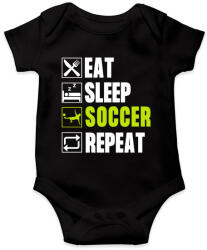 printfashion Eat Sleep Soccer Repeat - Baba Body - Fekete (4966314)