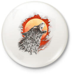 printfashion Ordító farkas - Kitűző, hűtőmágnes - Fehér (14728790)