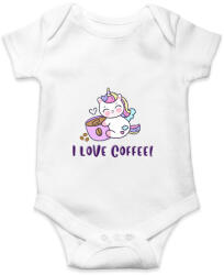 printfashion I love coffee Unikornis - Baba Body - Fehér (14243342)