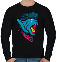 printfashion Punk macska - Férfi pulóver - Fekete (7803078)