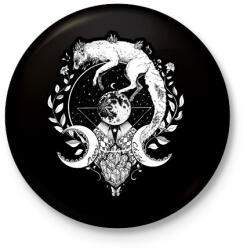 printfashion Moon fox - Kitűző, hűtőmágnes - Fekete (9459299)