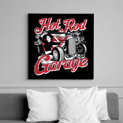 printfashion Amerikai Hot Rod Garázs - Vászonkép - Fekete (6644996)