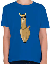 printfashion Boss Lama - Gyerek póló - Királykék (2384214)