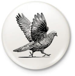 printfashion Galamb rajz - Kitűző, hűtőmágnes - Fehér (16694384)