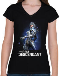 printfashion The First Descendant Sharen - Női V-nyakú póló - Fekete (16260915)