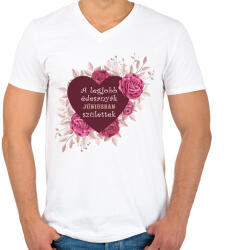 printfashion Legjobb édesanyák június - Férfi V-nyakú póló - Fehér (4793189)