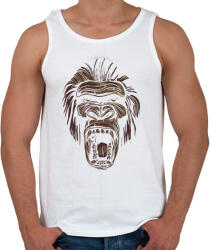 printfashion Gorilla fej - sötét alapra - Férfi atléta - Fehér (4217096)