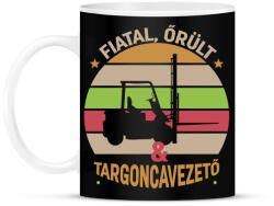 printfashion Fiatal, őrül és targoncavezető - Bögre - Fekete (13072624)