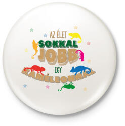 printfashion Az élet jobb - Kaméleon - Kitűző, hűtőmágnes - Fehér (10867218)