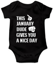 printfashion Ez a januári csávó szép napot kíván neked - Baba Body - Fekete (1366313)