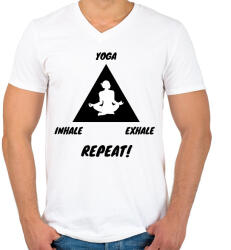 printfashion Inhale Exhale Repeat - Férfi V-nyakú póló - Fehér (2463587)