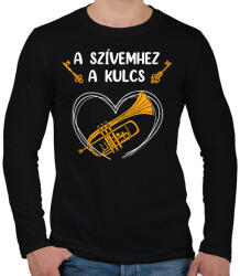 printfashion A szívemhez a kulcs - Trombita - Férfi hosszú ujjú póló - Fekete (7640174)