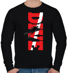 printfashion Dive - Búváros, piros, fehér - Férfi pulóver - Fekete (6989633)
