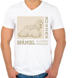 printfashion Büszke tulajdonos - Spániel - Férfi V-nyakú póló - Fehér (6301843)