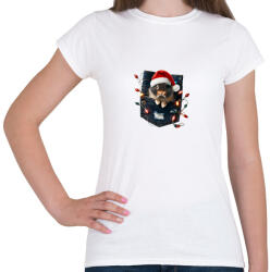 printfashion Vicces karácsonyi nyuszi zsebben - mikulás sapkában - Női póló - Fehér (15221788)