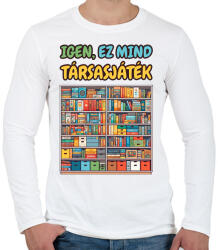 printfashion Igen, ez mind társasjáték - Férfi hosszú ujjú póló - Fehér (16790391)