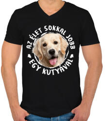 printfashion Labrador - Férfi V-nyakú póló - Fekete (5437117)