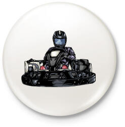 printfashion Gokart - Kitűző, hűtőmágnes - Fehér (15879693)
