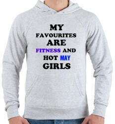 printfashion A kedvenceim a fitnessz és a jó májusi születésű csajok - Férfi kapucnis pulóver - Sport szürke (1401948)