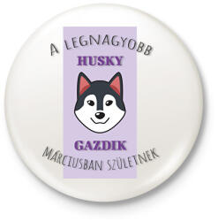 printfashion A legnagyobb gazdi - Husky - hónappal - Kitűző, hűtőmágnes - Fehér (6301689)