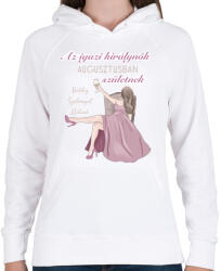printfashion Az igazi királynők augusztusban születnek - Női kapucnis pulóver - Fehér (7573083)