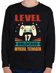 printfashion 17 éves gamer - Gyerek pulóver - Fekete (1450621)