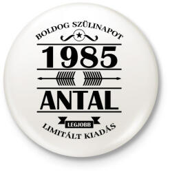 printfashion Boldog szülinapot - Évszámmal, névvel - Kitűző, hűtőmágnes - Fehér (7151851)