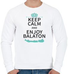 printfashion Keep Calm and Enjoy Balaton - Férfi pulóver - Fehér (7348080)